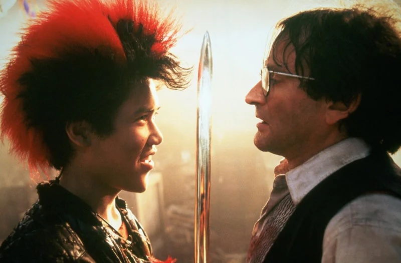 rufio and peter pan from the 1991 movie hook